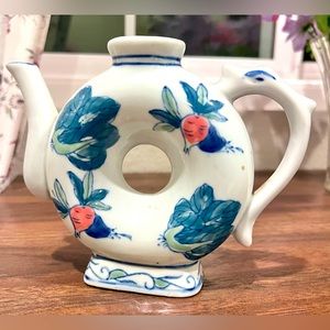 Vintage Chinese Figural Porcelain Donut Teapot